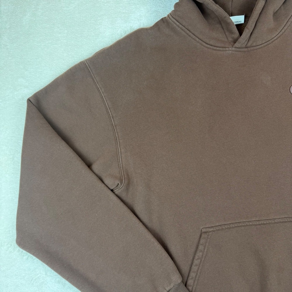 Comfrt Hoodie Chocolate Brown Heavyweight Fleece Pullover Mens L Puff Logo - Picture 3 of 15